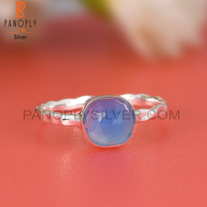 Blue Chalcedony Cushion 925 Sterling Silver Ring