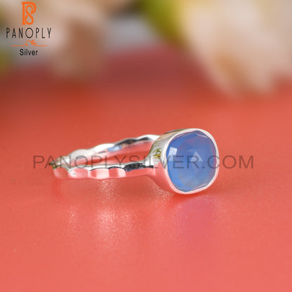 Blue Chalcedony Cushion 925 Sterling Silver Ring