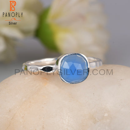 Blue Chalcedony Cushion 925 Sterling Silver Ring