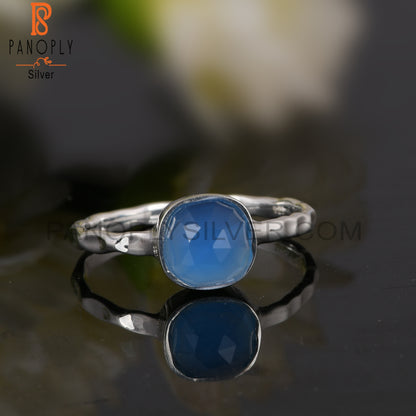 Blue Chalcedony Cushion 925 Sterling Silver Ring