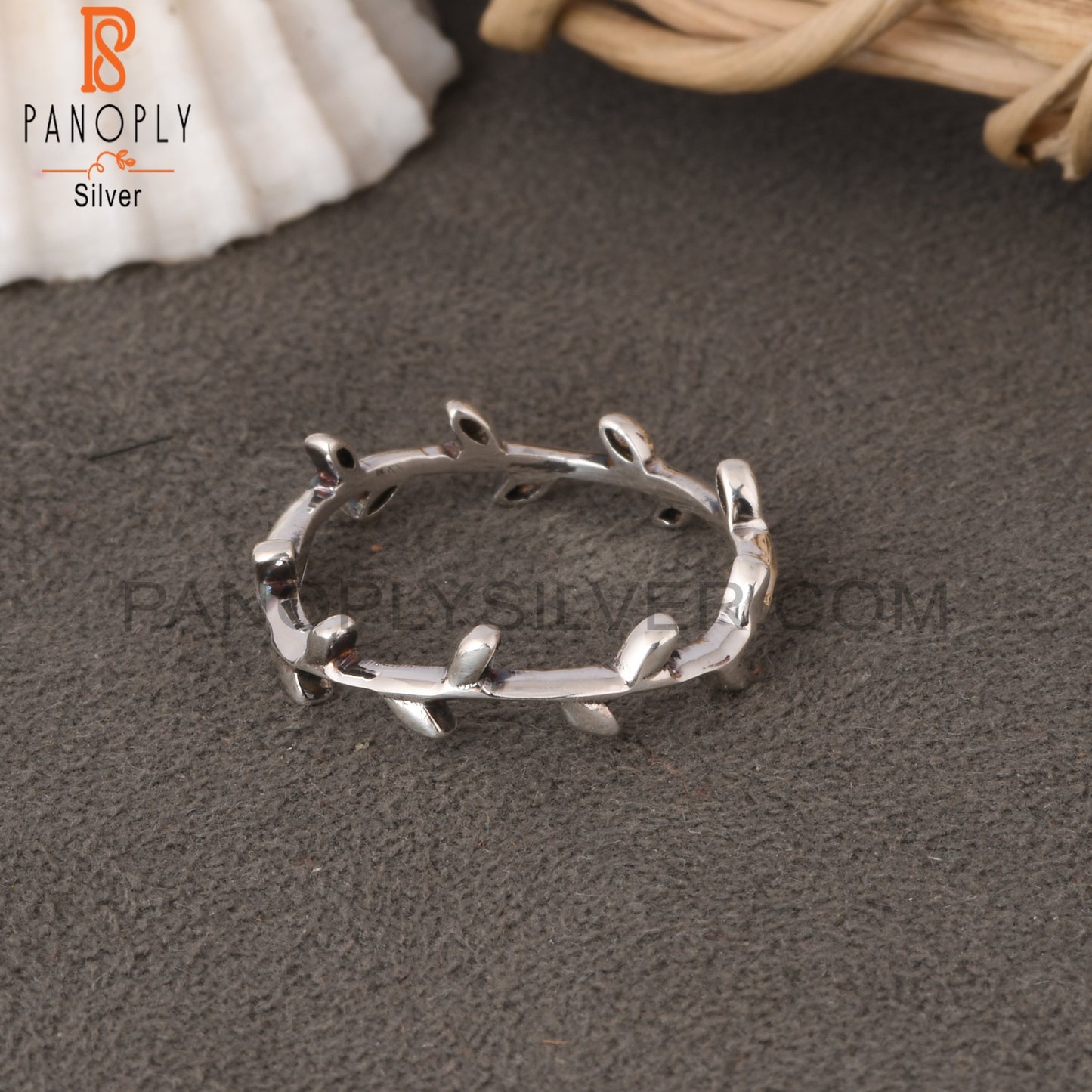 Leaf 925 Sterling Silver Band Ring