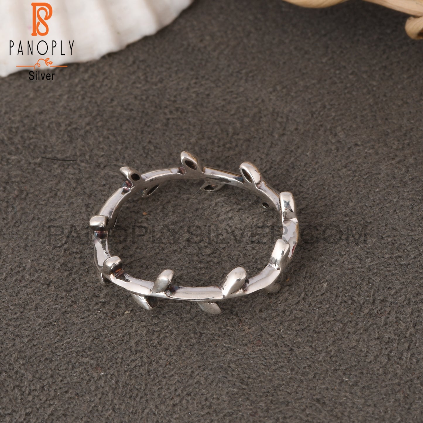 Leaf 925 Sterling Silver Band Ring