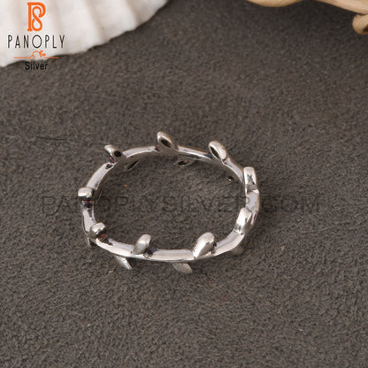 Leaf 925 Sterling Silver Band Ring