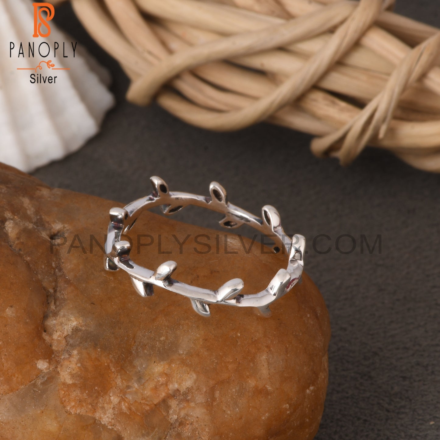 Leaf 925 Sterling Silver Band Ring