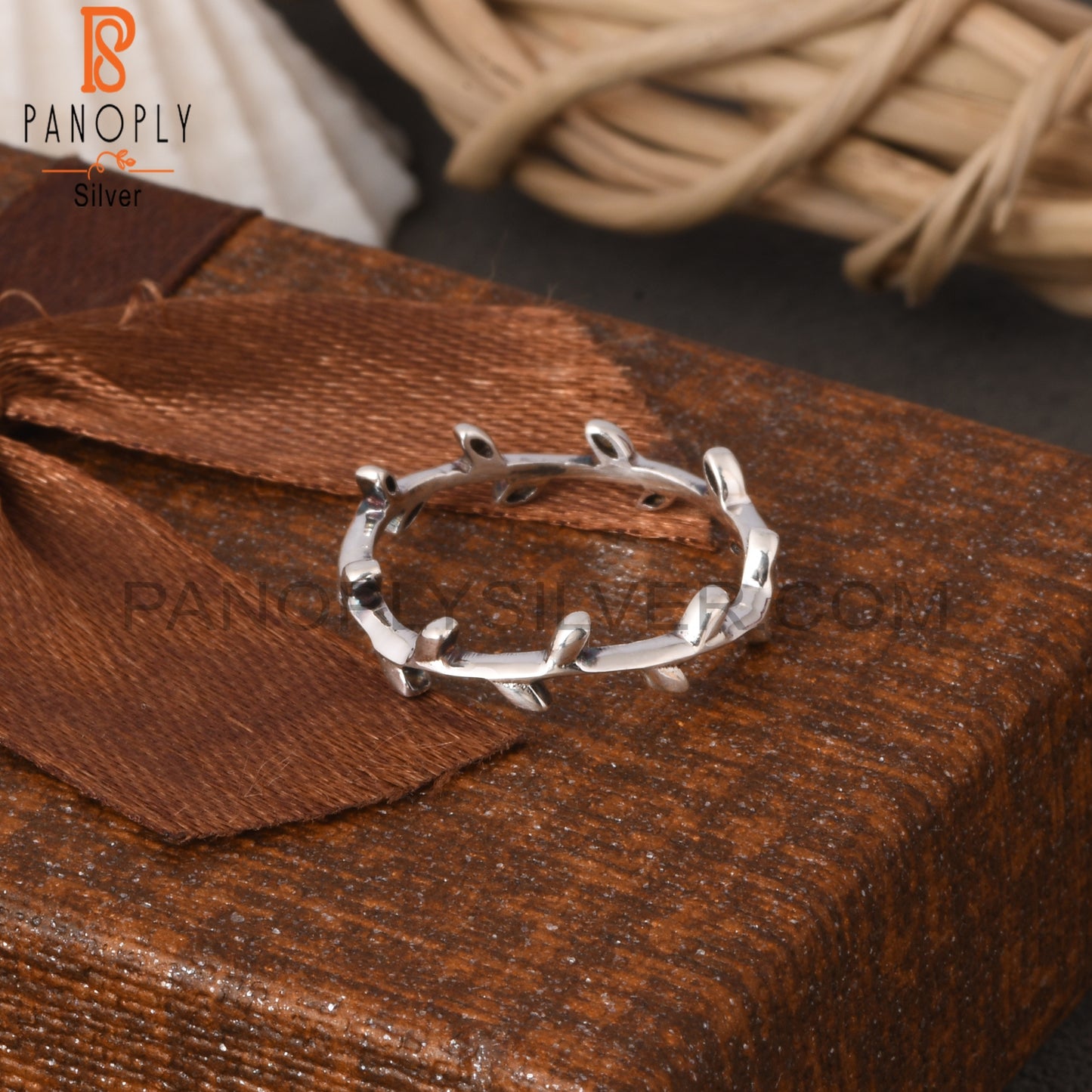 Leaf 925 Sterling Silver Band Ring