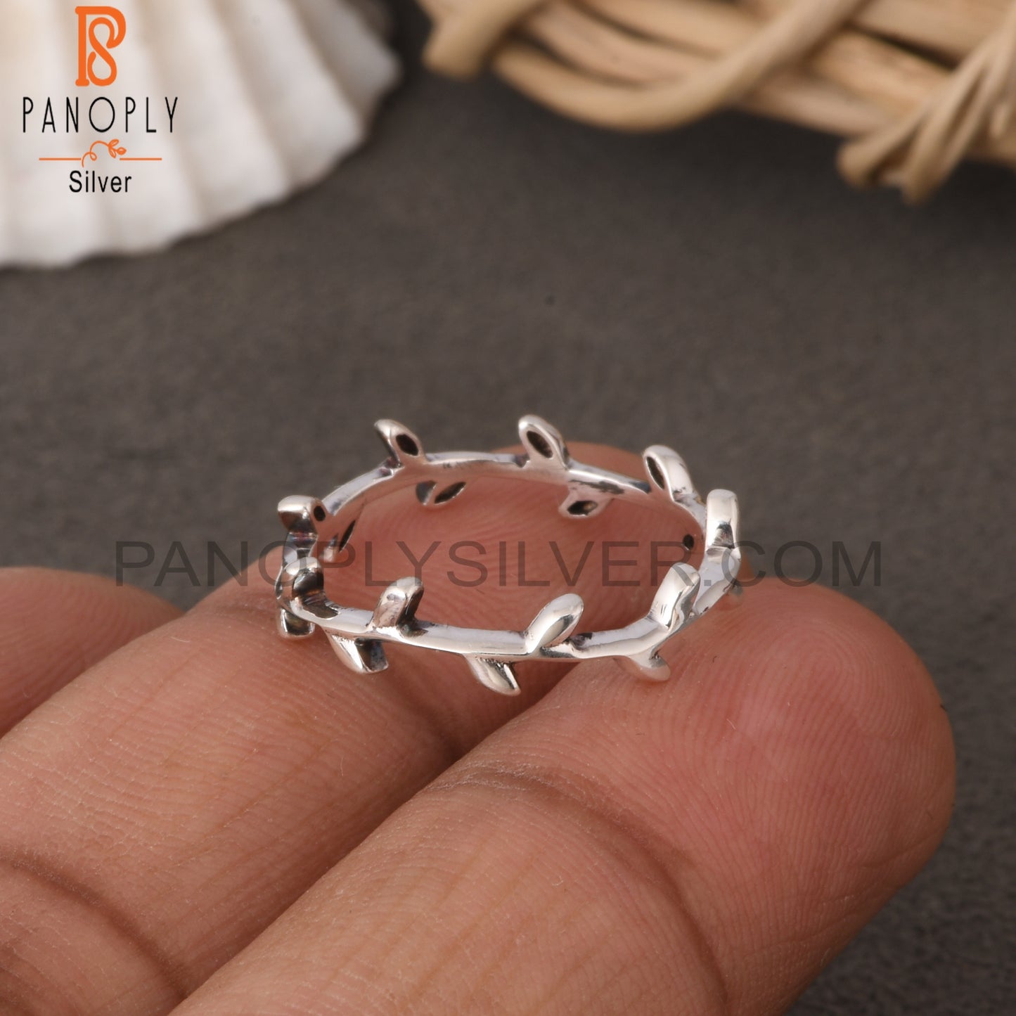 Leaf 925 Sterling Silver Band Ring