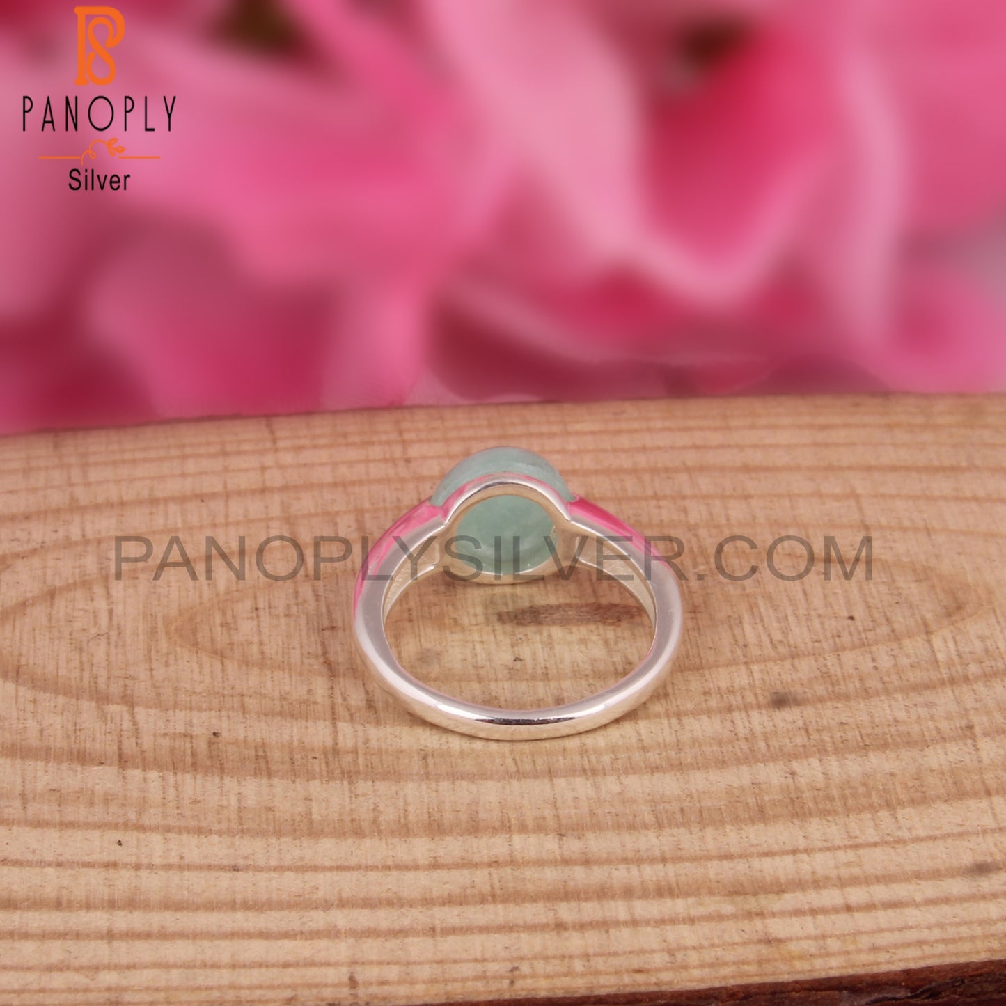 Amazonite Round Shape 925 Sterling Silver Ring