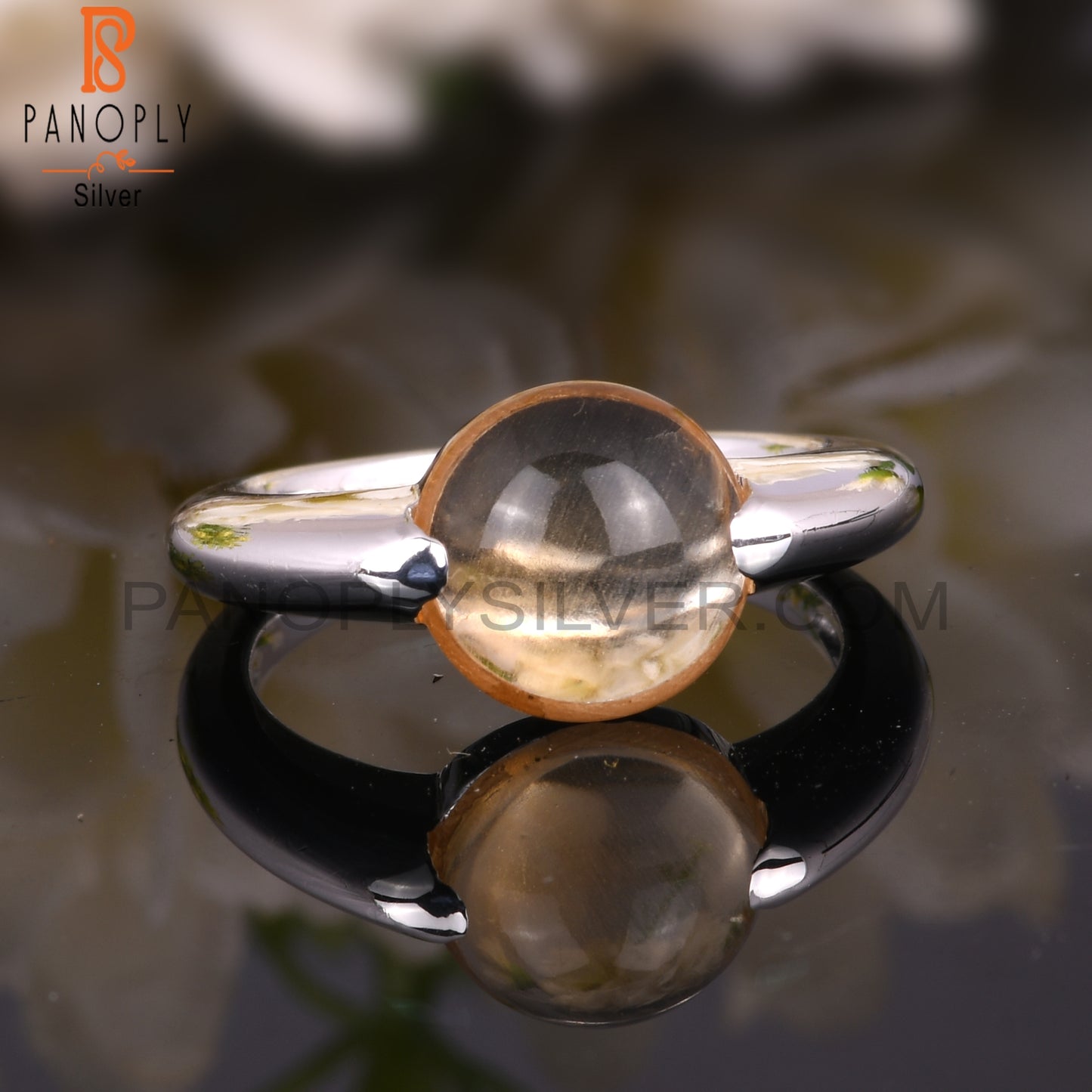 Aesthetic Citrine Round Shape Cute 925 Sterling Silver Ring
