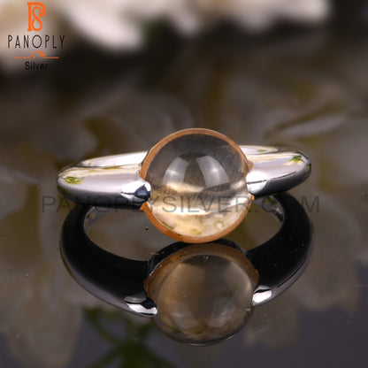Aesthetic Citrine Round Shape Cute 925 Sterling Silver Ring