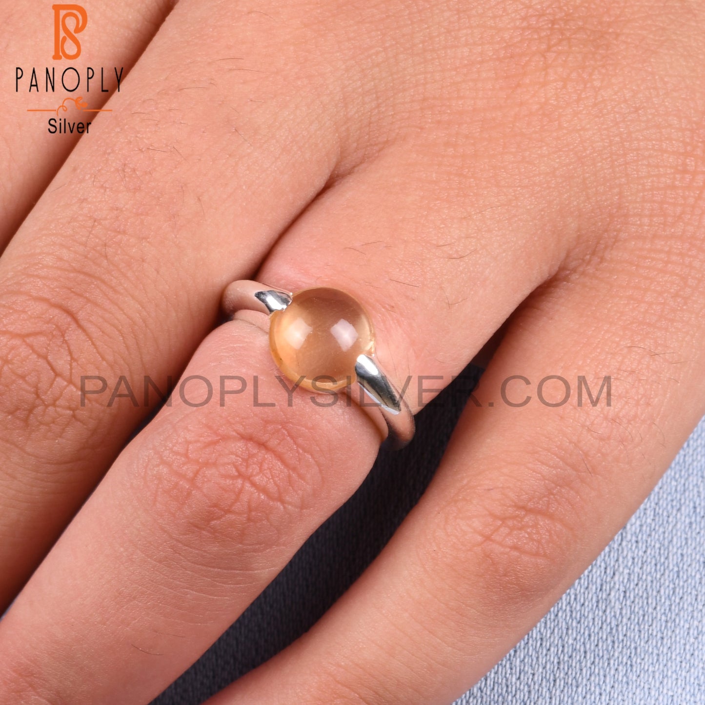 Aesthetic Citrine Round Shape Cute 925 Sterling Silver Ring