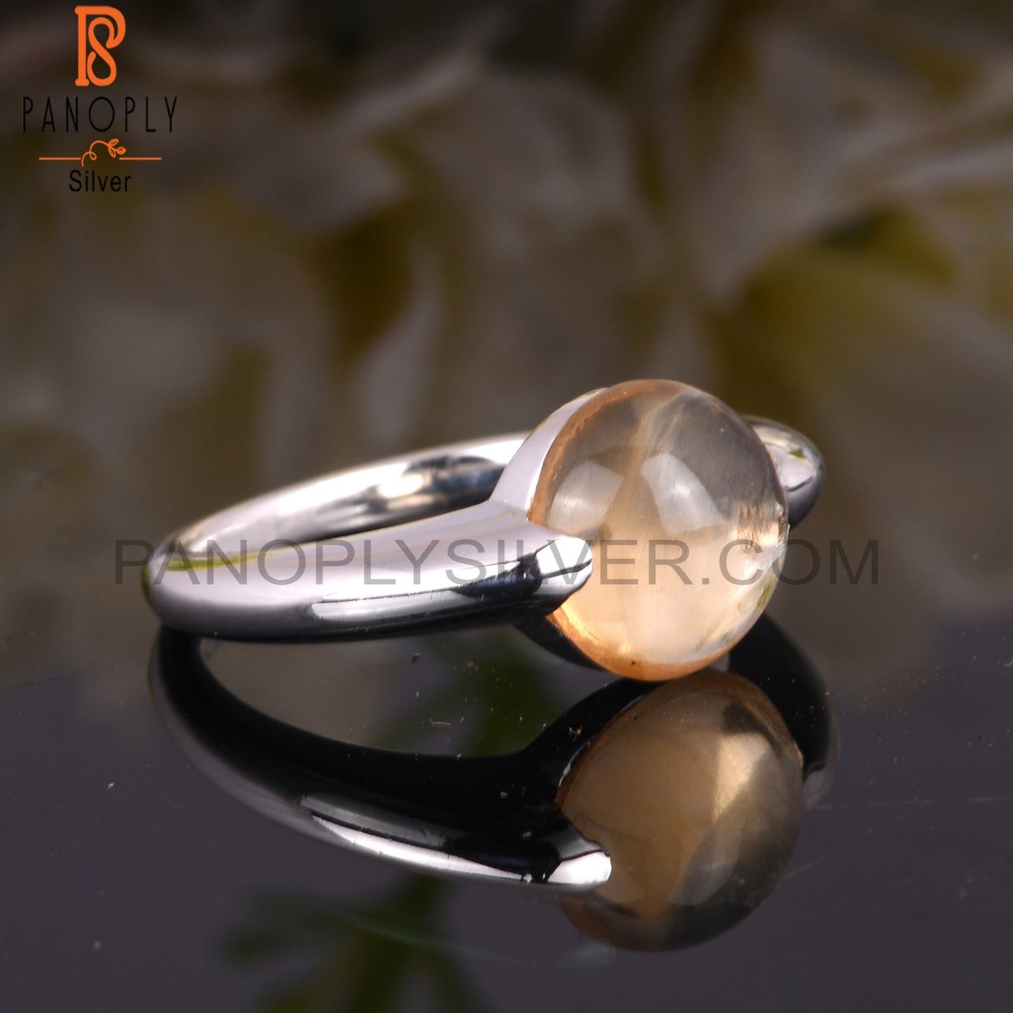 Aesthetic Citrine Round Shape Cute 925 Sterling Silver Ring