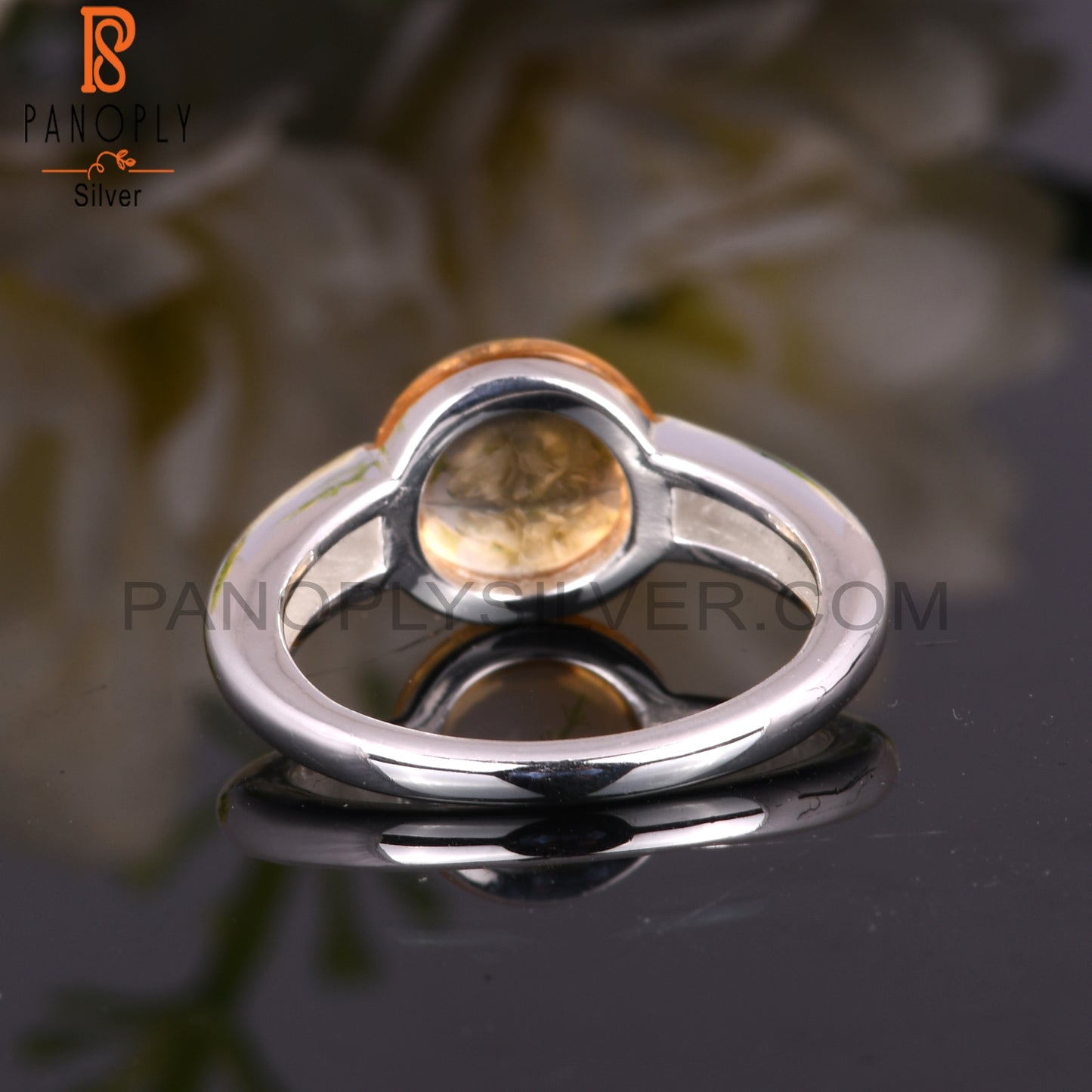 Aesthetic Citrine Round Shape Cute 925 Sterling Silver Ring
