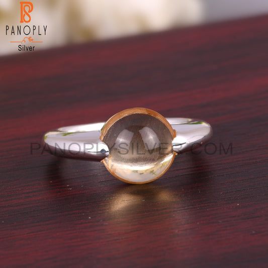 Aesthetic Citrine Round Shape Cute 925 Sterling Silver Ring