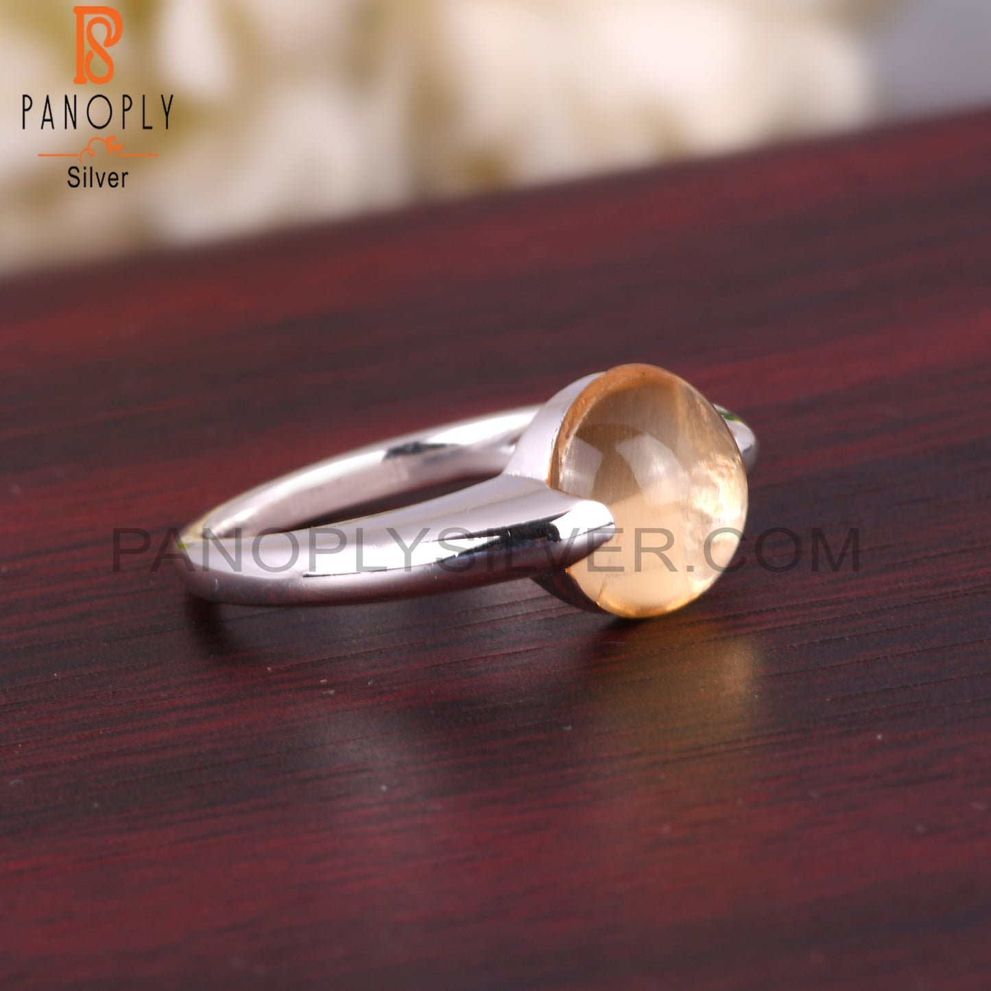 Aesthetic Citrine Round Shape Cute 925 Sterling Silver Ring