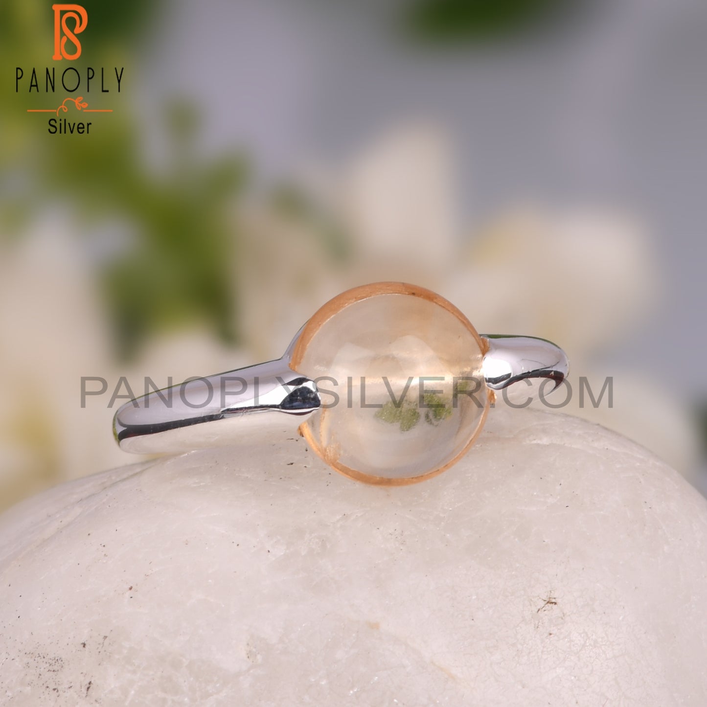 Aesthetic Citrine Round Shape Cute 925 Sterling Silver Ring