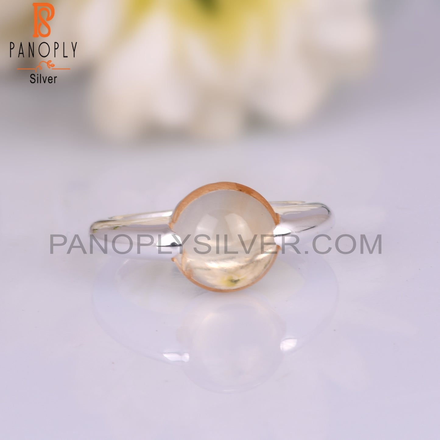 Aesthetic Citrine Round Shape Cute 925 Sterling Silver Ring