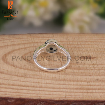Dalmatian Jasper Round Shape 925 Sterling Silver Ring