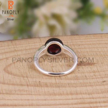 Garnet Round Shape 925 Sterling Silver Party Ring