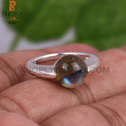 Labradorite Round 925 Silver Ring For Christmas Gift