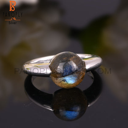 Labradorite Round 925 Silver Ring For Christmas Gift