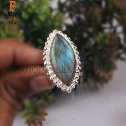Labradorite Marquise 925 Sterling Silver Ring