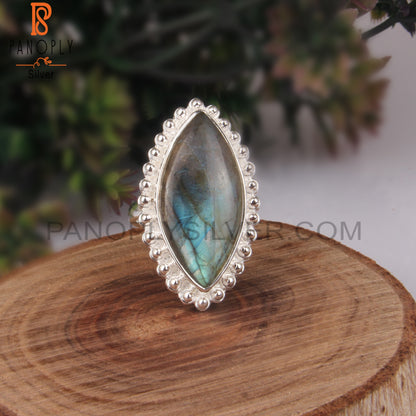 Labradorite Marquise 925 Sterling Silver Ring