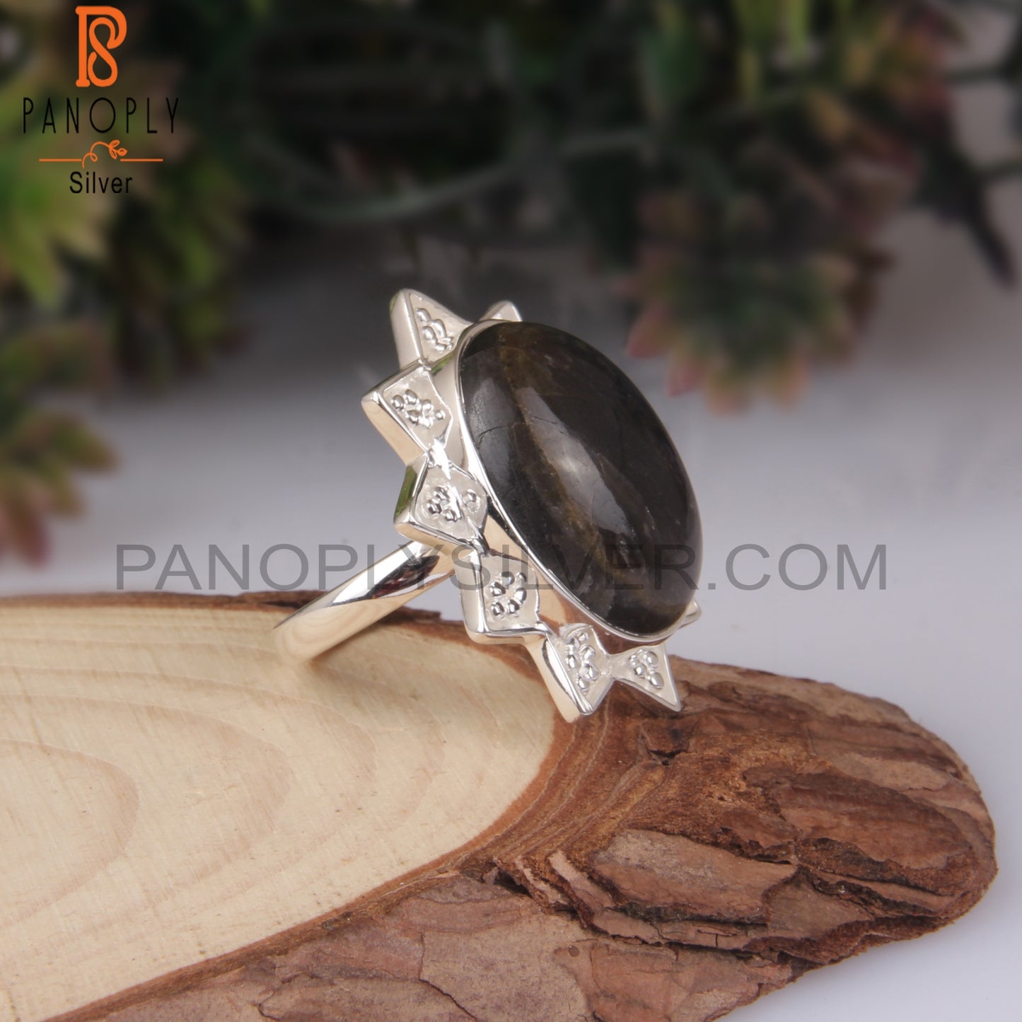 Labradorite 925 Sterling Silver Flower Ring