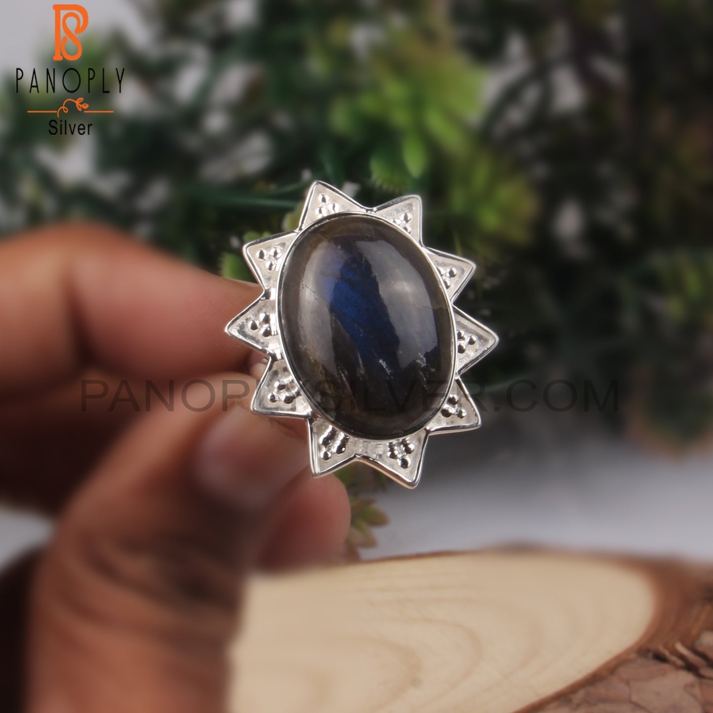 Labradorite 925 Sterling Silver Flower Ring