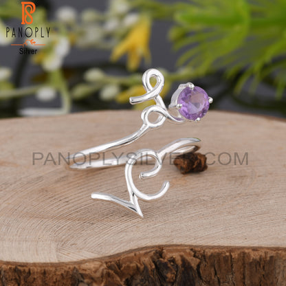 Amethyst Round Shape 925 Sterling Silver Ring For Women