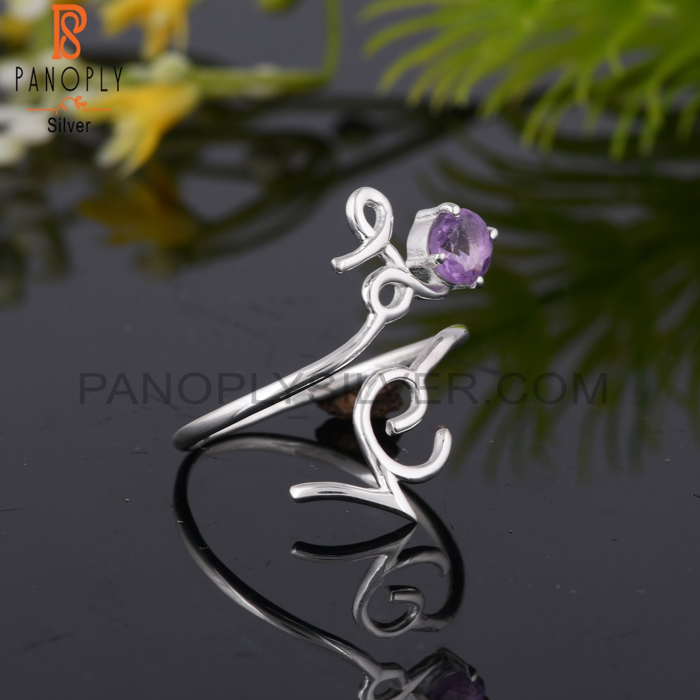 Amethyst Round Shape 925 Sterling Silver Ring For Women