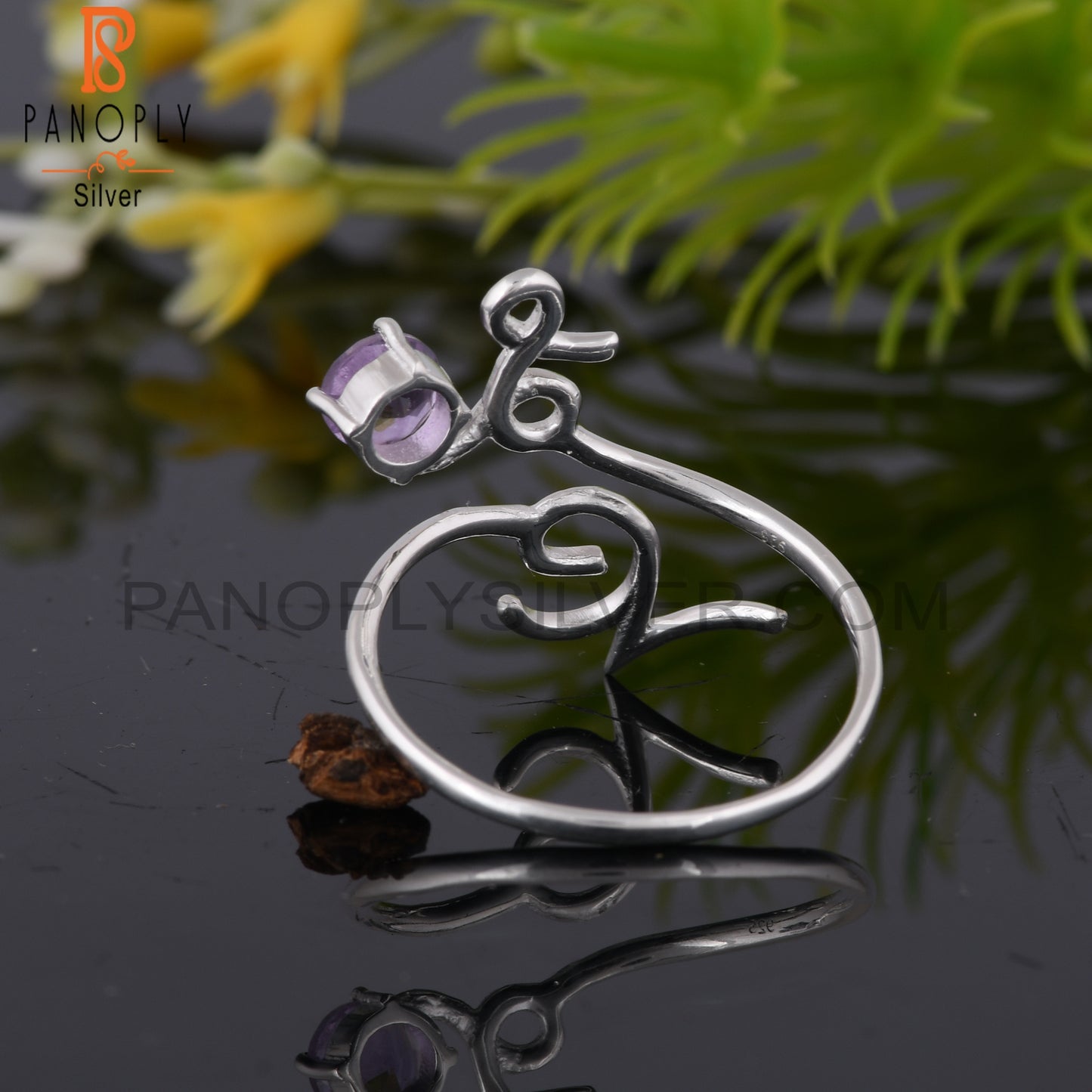 Amethyst Round Shape 925 Sterling Silver Ring For Women