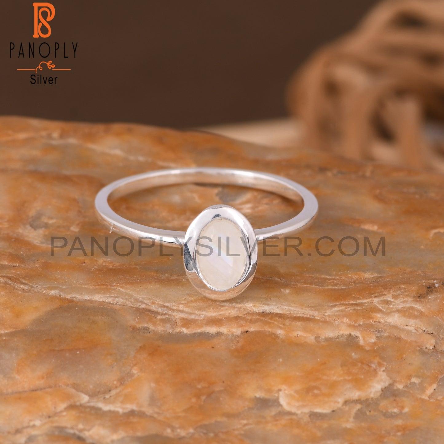 Rainbow Moonstone Oval Shape 925 Sterling Silver Ring