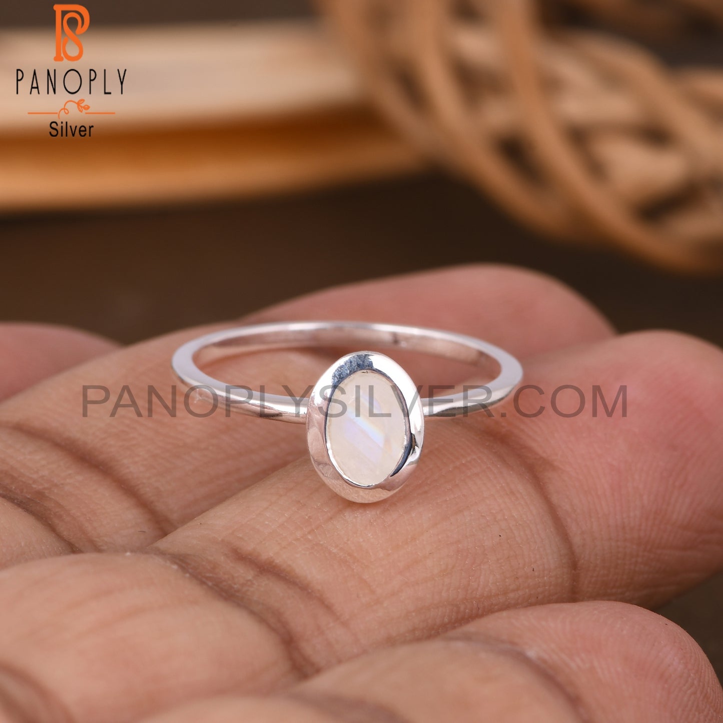 Rainbow Moonstone Oval Shape 925 Sterling Silver Ring