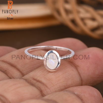 Rainbow Moonstone Oval Shape 925 Sterling Silver Ring