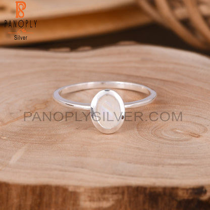 Rainbow Moonstone Oval Shape 925 Sterling Silver Ring
