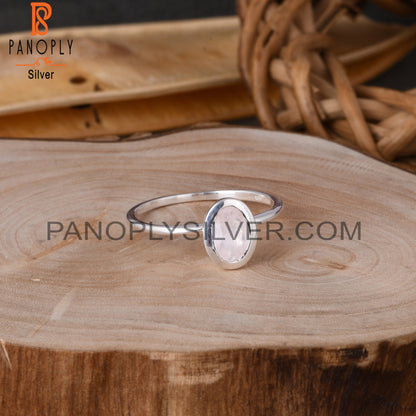 Rose Quartz Oval Shape 925 Sterling Silver Ring Gift For Her