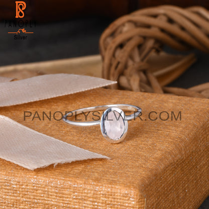 Rose Quartz Oval Shape 925 Sterling Silver Ring Gift For Her