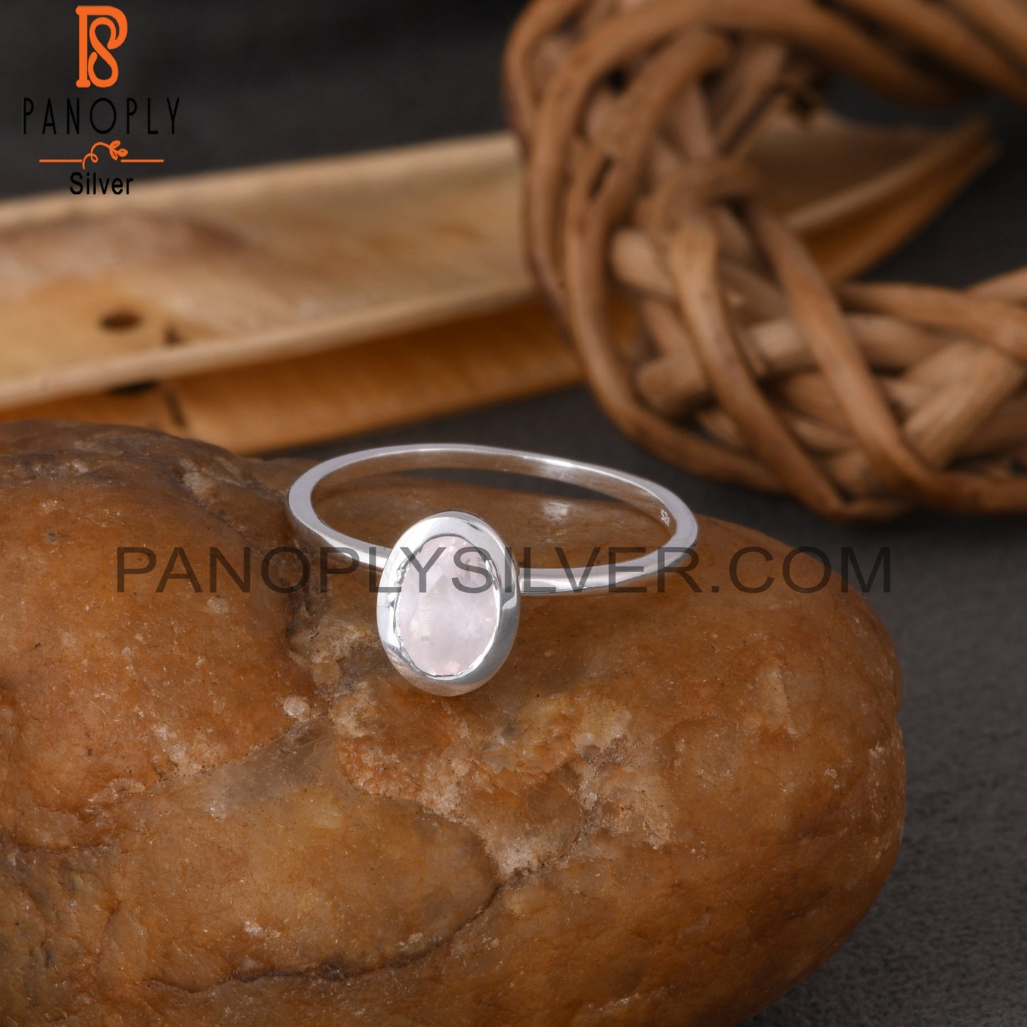 Rose Quartz Oval Shape 925 Sterling Silver Ring Gift For Her