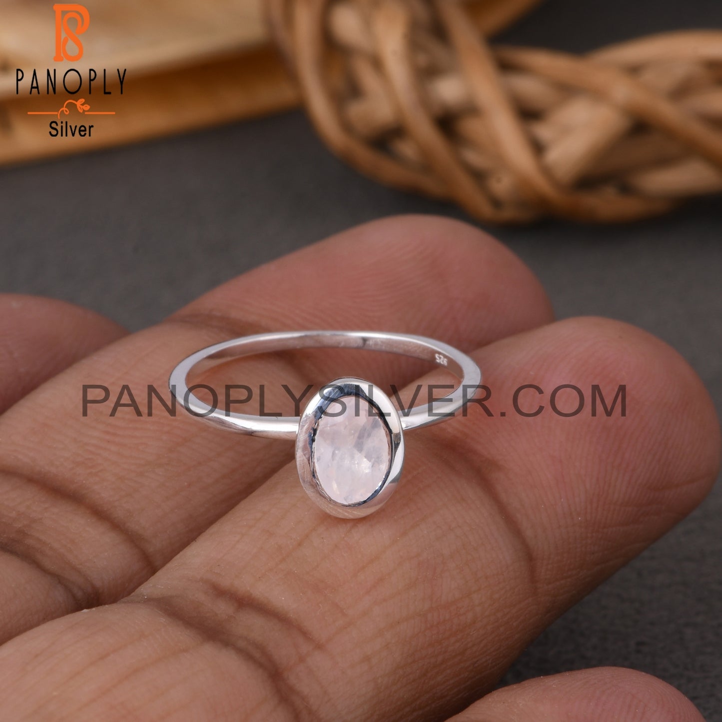 Rose Quartz Oval Shape 925 Sterling Silver Ring Gift For Her