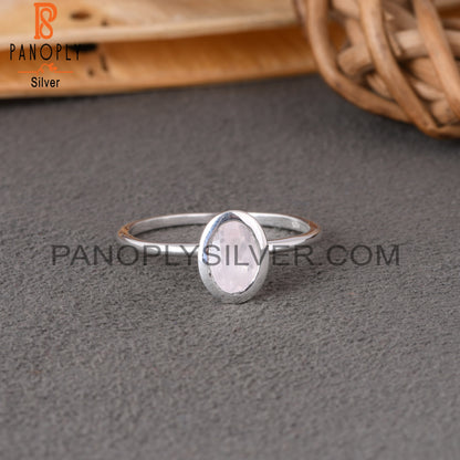 Rose Quartz Oval Shape 925 Sterling Silver Ring Gift For Her