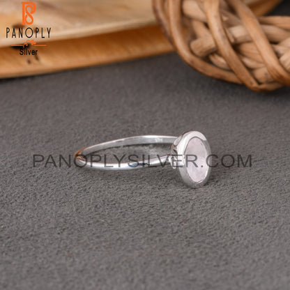Rose Quartz Oval Shape 925 Sterling Silver Ring Gift For Her