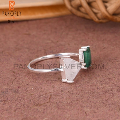 Malachite & Rainbow Moonstone 925 Sterling Silver Ring