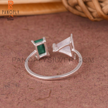 Malachite & Rainbow Moonstone 925 Sterling Silver Ring