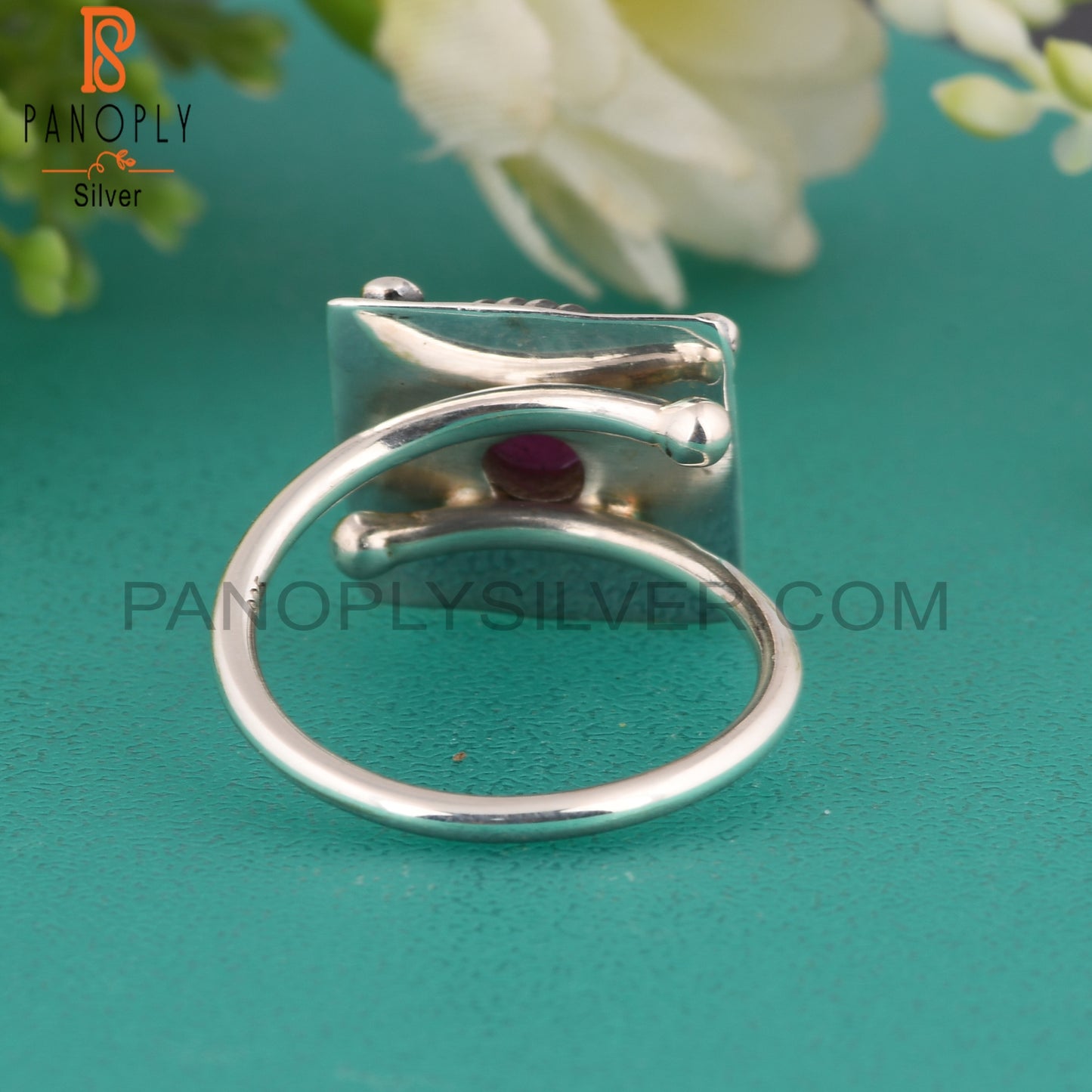 New Ruby Round Shape 925 Sterling Silver Ring