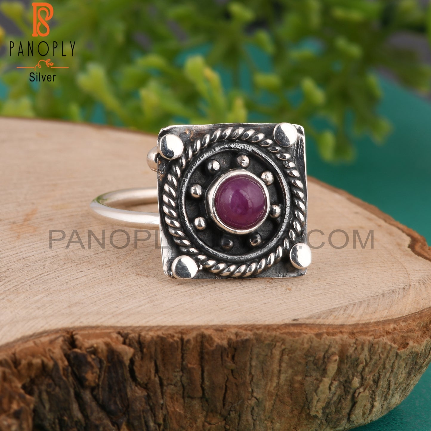 New Ruby Round Shape 925 Sterling Silver Ring