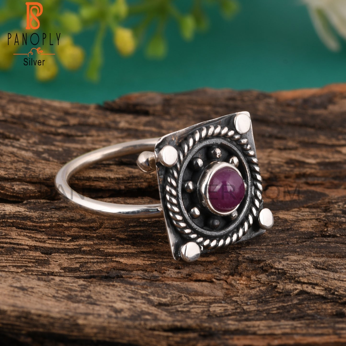 New Ruby Round Shape 925 Sterling Silver Ring