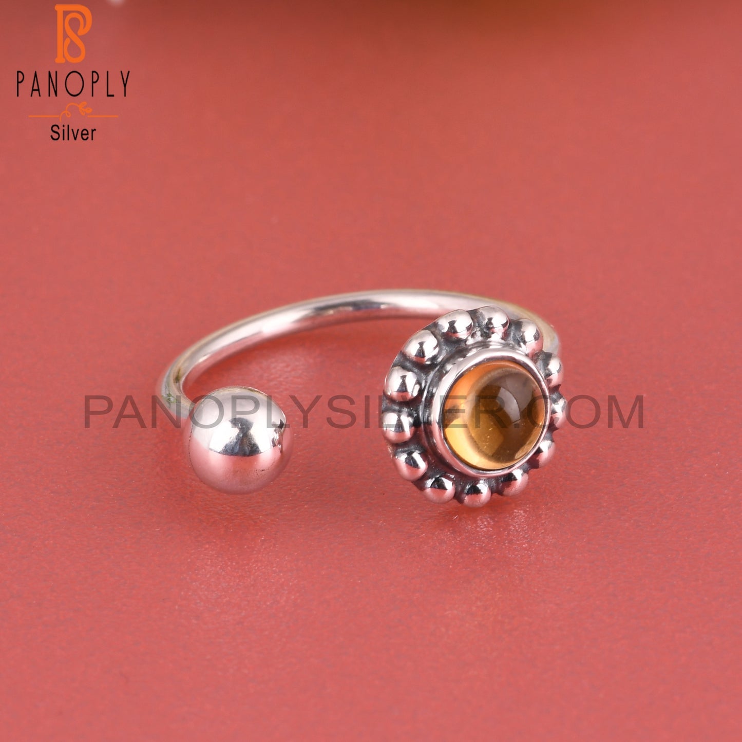 Dainty Citrine Round Shape New 925 Sterling Silver Ring