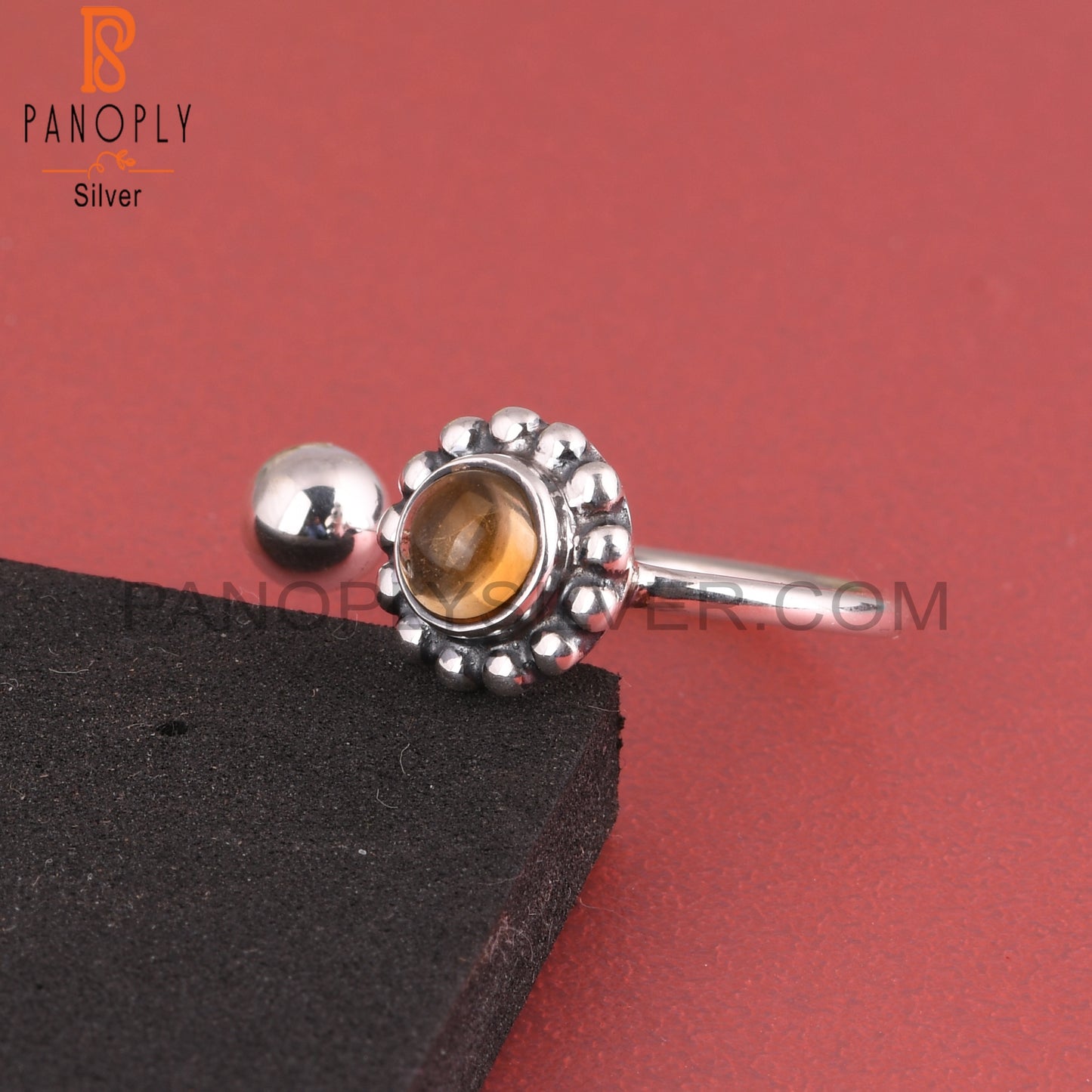 Dainty Citrine Round Shape New 925 Sterling Silver Ring