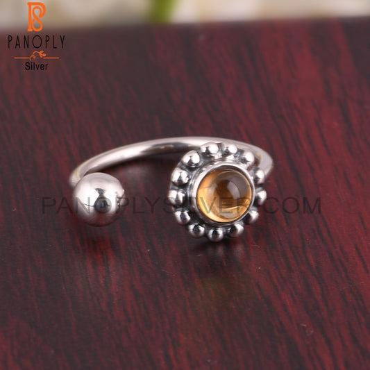 Dainty Citrine Round Shape New 925 Sterling Silver Ring
