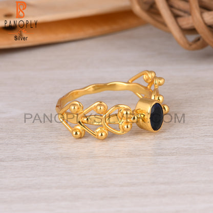 Corundum Blue Cultured 925 Sterling Silver Gold Ring